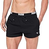 PUMA Herren Logo Men's Length Swimming Shorts Badehose, Schwarz, L
