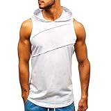 AmyGline Herren Sommer Hoodie Weste Muskelshirt Bodybuilding Ärmelloses T-Shirt Männer Gyms Muscle Shirts Tops Trainingsweste Schnell trocknend Trägershirts Tanktops Achselshirt L
