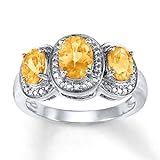 55Carat Natural-Citrin 925-Sterling-Silber Funkeln DREI-Stein-Halo-Ringe Diamant-Akzente Edelstein Handgefertigte Modeschmuck Hochzeitsgeschenke für Frauen Größe: