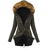 Winterjacke Damen Winterjacken für Damen mit Fell Schwarz Lang Sale Hurz Große Größen Günstig Wintermantal Damenmantel Parka Plüschjacke Fleecejack Damenjacke Winterparka Plüschmantel Kapuzenjack