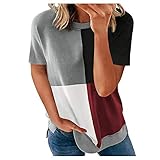 Tunika Damen Blumen Tops V Ausschnitt Kurzarm Knopfleiste Plissiert Bluse Oberteil T Shirt Sommer Tunic Rundhals Lose Drucken Casual Lässig Gedruck