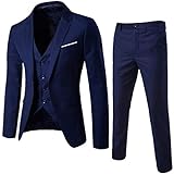 koperras Herren Slim Fit 3 Teilig Anzüge Herrenanzug Sakko Hose für Hochzeit Business Eleganter Anzugjacke Anzughose W