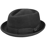 Lipodo Gratus Pork Pie Filzhut Damen/Herren - Hut aus Wollfilz - Made in Italy - Porkpie mit Ripsband - Wollhut - Fedora Sommer/Winter schwarz S (54-55 cm)