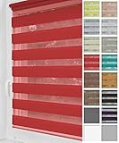 Home-Vision® Duo Rollo Klemmfix, Doppelrollo ohne Bohren mit Klämmträgern, Rollos für Fenster und Türen (Rot, B80cm x H150cm)