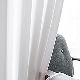 Amidoudou 2er-Set Vorhänge Weiss Tüllvorhänge Für Wohnzimmer Schlafzimmer (230x140 cm,Weiß)