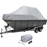 LDIW 11-27ft Abdeckplane für Boote Persenning, 600D Oxford Gewebe Wasserdicht UV-geschützt Bootsabdeckung für V-Hull Tri-Hull Ruderboot Angelboot,1010 * 590CM