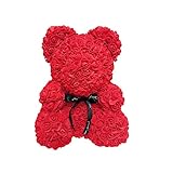 I3CKIZCE Rose Teddy Bear Forever Flowers Bear Valentinstag Hochzeitstag Muttertag Geburtstag Romantisches Puppengeschenk 15 Zoll groß mit 2 Größen und 8 Farben (Rot, 40cm)