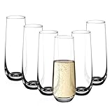 Amisglass Sektgläser Set, 6 stück, 300ml Champagner Gläser, klares Kristallglas, kristallklare Klarheit, Bleifrei & Hochwertig