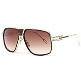 kimorn Sonnenbrille für Herren Retro Goggle Metallrahmen Classic Eyewear AE0336 (Gold&Braun, 62)