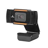 LYCANDER USB - Webcam mit Integriertem Mikrofon, 720p High-Definition (HD), 30fps, Schwarz und Orange - Für Desktop, Laptop, Windows, Mac, Linux, Online-Meetings, Streaming, Video-C