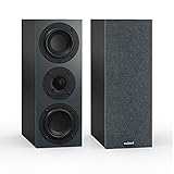 Nubert nuBoxx B-50 | Schwarze Regallautsprecher mit Grauer Front | 2 Stück Passivboxen | für modernes wohnen | Kompaktlautsprecher für Heimkino | Lautsprecher bis 60 Hz (-3dB) | ideale Lowboardbox