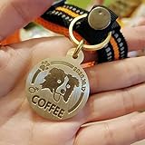 Hundemarke Massive Messing Gravierte Hunde Katzen ID-Tag, Personalisierte Dog Tags, Gravur Haustier ID-Tag süßes Hundegesicht, Benutzerdefinierter Text, auf Beiden Seiten Tief Eingraviert, Runde Tag
