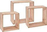 Holz Wandregal Würfel 3er Set - 30/27 / 24 cm - Würfelregal Hängeregal Holz N