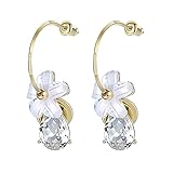 AZPINGPAN Retro Mode Blume Damen Ohrringe, Wassertropfen Diamant Anhänger, Exquisite Ohrringe, 925 Sterling Silber Ohrstecker, Mädchen Party Hochzeit Schmuck Geschenk