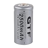 Wiederaufladbare Batterien Gtf 3,7 V 2500 Mah Lithium Li-Ion 16340 Batterie Cr123A Akkus 3,7 V Cr123 Für Laser Pen Led Taschenlampenzelle. 3,7 V 2 Stück