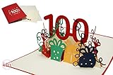 LIN17598, POP UP 3D Karte 100, Pop Up Geburtstagskarte 100, Grußkarten Geburtstag 100, Pop Up Karte, POP UP Karten Geburtstag, Pop Up Geburtstagskarte, Jubiläumszahl 100, N352