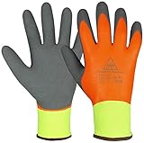 1 Paar Hase Superflex Thermo+ Winter-Arbeitshandschuhe - Kälte-Schutz-Handschuhe - EN 388/420/511 - Orange/Grau - 09/L