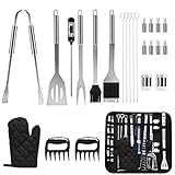 SEATANK Barbecue Grilling Accessories 25pcs with Thermometer BBQ Tool Sets Stainless Steel Accessories with Carrying Bag Indoor Outdoor Cooking and Camping, Birthday Gifts for Men and W