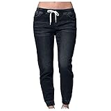 Eaylis Damen Mid Waist Poket Lace Up Laternenjeans Hosen Denim Freizeithosen, Female Hight Waist Skinny Fit Jeans Leggins Blickdicht Elastische Angenehm Weiche Elastische Dehnbare H