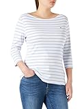 Tommy Hilfiger Damen Slim Boat-NK TOP 3/4 SLV Hemd, Breton STP/White Breezy Blue, X-Larg