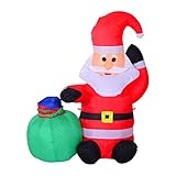 HOMCOM LED Figur Motiv Weihnachten Weihnachtsmann Schneemann aufblasbar Weihnachtsdeko beleuchtet Garten, L 70 x B 45 x H 120 cm, IP 44, warm weiß