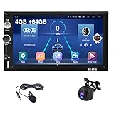 CAMECHO Android 10.0 Autoradio 2 Din Bluetooth Autoradio mit Navi CarPlay AHD Rückfahrkamera Externes Mikrofon 7 Zoll HD IPS Touchscreen FM/AM/RDS Radio Doppel Din WiFi Auto Multimedia Player 4GB 64GB