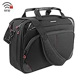 KROSER Laptop Tasche 15,6 Zoll Business Tasche Laptop Umhängetasche Wasserabweisend Schultertasche Durable Tablet Hülle mit RFID Taschen für College/Herren/Frauen/Männer/Damen-Schwarz/Rot MEHRWEG