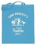 shirt-o-magic Landwirt: Ich geh Traktor fahren! - Jutebeutel (mit langen Henkeln) -38cm-42cm-Hellb