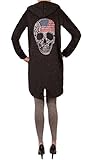 Fashion You Want Damen Cardigan Größe 38/40 bis 48/50 verfügbar offener Cardigan Strickjacke Bolero Poncho Blazer mit Trendmotiv Stern Anker Totenkopf Skull (46/48, Skull USA schwarz)