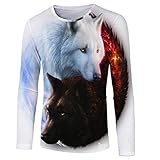 Pullovers Herren Mit Kapuze/T-Shirt 3D Wolf Drucken Sweatshirt Straßenmode Hiphop Cool Pullovers Cosplay Party Lässig Boutique Tops Regular Fit .D-Blue S