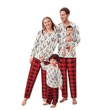 Weihnachts Familien Schlafanzug Outfit Nachtwäsche Herren Damen Kinder Junge Mädchen Haustier Hirsch Muster Shirt Plaidhose Hausanzug Christmas Pyjamas Set Unisex Weihnachtspyj