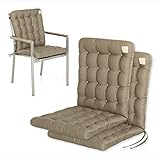 HAVE A SEAT Luxury | Gartenstuhlauflagen - Niedriglehner Polster Auflage, waschbar bei 95°C, Trockner geeignet, Sitzauflage für Gartenstuhl (2er Set - 100x48 cm, Goldbraun)