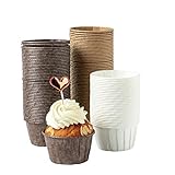 katbite Papier Muffinförmchen, 150 Stück Mini Cupcake Formen für Hochzeit, Geburtstag, Party, Einweg Backbecher in Weiß, Braun, Dunkelb