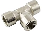 Fittingteile - T-Stück mit Innengewinde Druckluft Wasser Sanitär Fittinge (Werkstoff: Messing vernickelt - Gewindegröße: G 1/4')