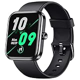 Dirrelo Smartwatch, 1.69 Zoll Fitness Tracker mit Schrittzähler Fitness Armbanduhr mit Pulsuhr/Blutsauerstoffmessung, 5ATM Wasserdicht Sportuhr mit Alexa für iPhone Android iOS Herren Damen, Schw