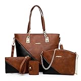 Dr&Phx Damen Für Umhängetasche Neu Hochwertige Damentasche Composite Bag 4 Stück Set Handtasche Leder Schulter Umhängetasche Diagonal Composite Bag B