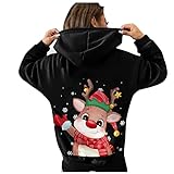 OverDose Damen Weihnachten Frauen Reißverschluss Dots Print Tops Mit Kapuze Sweatshirt Pullover Bluse T-Shirt Home Party Schlank Täglich Karneval Outw