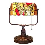 Tiffany Style Licht, Tiffany Style Kinder Banker Lampe Schmetterling Glasmalerei Tischlampe Vintage Barock Schreibtischleuchten für Wohnzimmer Schlafzimmer Nachttisch Lesung, Max60W