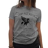 Camp Half-Blood Percy Jackson Inspired PJO Heroes of Olympus Damen Grau T-Shirt Size S