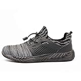 Firtsagy Sicherheitsschuhe Arbeitsschuhe Herren Damen Stahlkappen S3 Schutzschuhe Atmungsaktiv Sportlich Sneaker Unisex,Grau B,48 EU