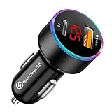 Auto Ladegerät kfz USB, Dual Port [USB C+USB A] 3A QC 3.0 PD Autoadapter Schnell Metall USB kfz Ladegerät Mini Autoladegerät Kfz Ladegerät kompatibel mit Handys, Tablets usw (#1)