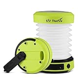 ThorFire Campinglampe LED Faltbare Laterne, Dynamo Tragbar Taschenlampe, Wiederaufladbar durch Kurbel und USB, Campingleuchte für Angeln Outdoor Camping