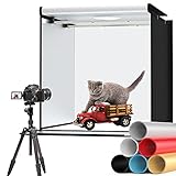 SKSYZN Portable Photo Studio Box Light Box, 24 Inches / 60 cm x 60 cm Professional Light Tent with 2 Dimmable Light Boards, 126 Pieces Light Beads, 6 Colour Backgrounds Studio Box for Photography