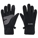 Arcweg Handschuhe Kinder Fleece Warm Laufhandschuhe Winter Gloves rutschfest Fahrradhandschuhe Touchscreen Winterhandschuhe Jungen Mädchen Fingerhandschuhe Camping Laufen Schwarz L-XL 7-8 J