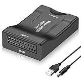 Scart zu HDMI Konverter, JarGaBo Scart auf HDMI Adapter Upscaler Scart Eingang HDMI Ausgang Wandler mit 5V/DC USB Kable, Schw