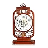 Hong Yi Fei-Shop Tischuhren Tischuhr Neue chinesische Mute Massivholz Schreibtischuhr Wohnzimmer Schreibtischuhr Quarz Uhr Einseitige Uhr Schlafzimmer braun Tischuhren für Zuhause Dek