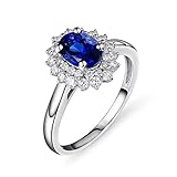 ANAZOZ Echtschmuck Damen Ring 18 Karat 750 Weißgold 0.9 Karat Tansanit 0.45 Karat Diamant Verlobungsring Damen Blume Solitärring Größe 62 (19.7) AN0583