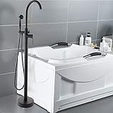 Armatur Zeitgenössisch Freistehende Badewanne Wannenmischbatterie Standarmatur Schwarz Messing Verchromt Wannenarmatur Stehend Handbrause Brause W