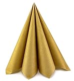 finemark 100 Stück | 40 cm Papierservietten Gold Tissue goldene Servietten 3-lagig glänzend Tischdekoration Tischdeko Deko Dinner Hochzeit Geburtstag