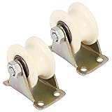 Schiebetür Rollen, Haofy 2 Stück 50 mm Schiebetorrolle aus Stahl, U-förmige Schienenräder für Schiebetür, Kleiderschrank, Schrank, Fenster, Reibungslos und L